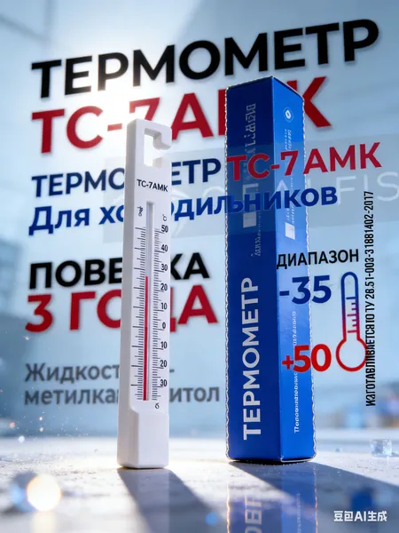 GEALFIS термометр для холодильника жидкостный безртутный с поверкой ТС-7АМК (-35+50) для морозильных камер и складов