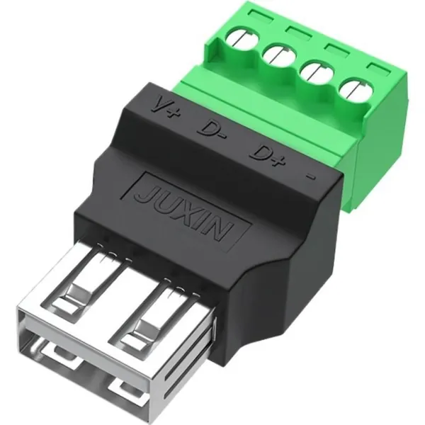 Переходник USB 2.0 на клеммную колодку 4-pin (без пайки) Разъем USB для ремонта кабеля и питания устройств, винтовой зажим