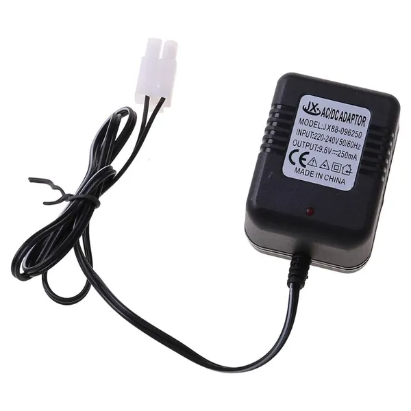 Зарядное устройство 9.6V 250mAh для аккумуляторов Ni-Cd Ni-MH с адаптером для машинок, Черный