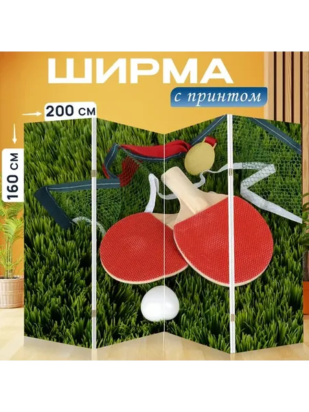 Ширма "Настольный теннис, летучая мышь." 200x160см