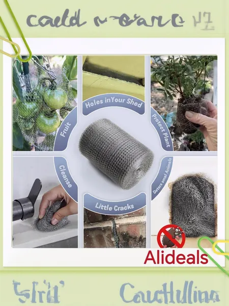 Alideals 20-футовая сетка из нержавеющей стали для отпугивания слизней и мышей, подходящая для наружного и внутреннего использования летучих мышей, птиц и улиток (12,7 см * 6 метров)