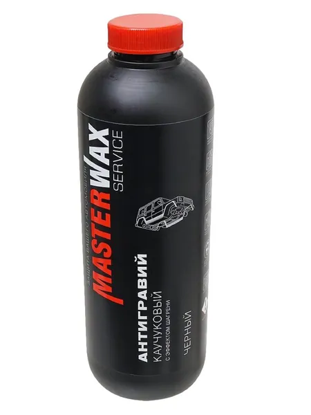 Антигравий каучуковый MasterWax 314 с эффектом шагрени, черный, пластиковый евробаллон 1л./1 кг.