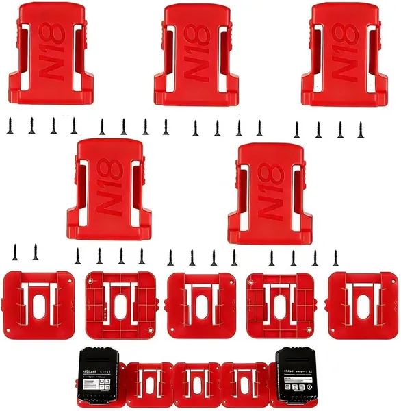 Настенный держатель для аккумуляторов Milwaukee M18 18V, органайзер на 10 штук с крепежными винтами