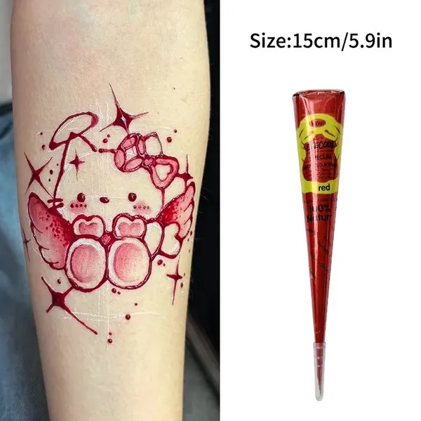 Крем для тату хной "Henna" водостойкий, для ручной росписи, натуральный растительный состав, цветной, держится 3-5 дней, удобный тюбик с точным дозатором, для фестивалей и косплея
