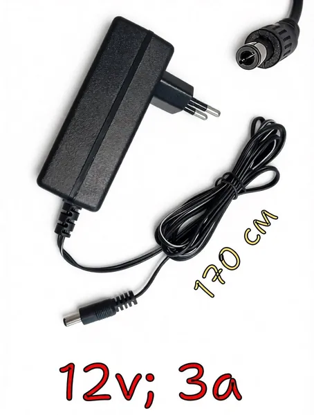 Адаптер (блок) питания OUTPUT 12V 3A (5.5x2.5 мм); 1.7 метра; зарядное устройство (charger) для маршрутизатор Asus RT-AC57U; роутера Keenetic Extra; Массажер компрессионный Planta MF-6B