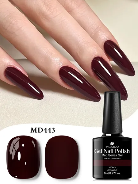 Серия вишневого красного геля 8ml: Длительное сохранение цвета, высокий блеск, Легкое снятие, идеальный выбор для маникюрного дизайна и домашнего использования,Подходит для светодиодов/УФ