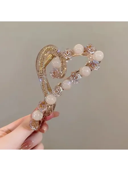 Заколка с камнями «кошачий глаз» для девочки Белый, 2