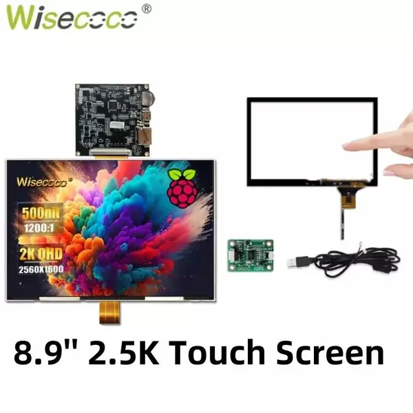 Wisecoco 8.9" Монитор 8,9"2560x1600 2K IPS сенсорный ЖК-экран дисплей MINI USB Driver Board Raspberry Pi ноутбук ЖК-экран модуль дисплей (1), IPS, 2560x1600 WQXGA, 60 Гц, бронза