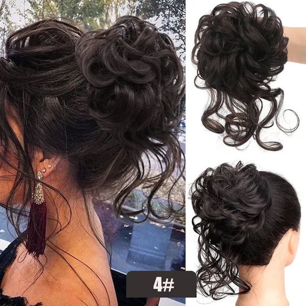 Кудрявый пучок вьющихся волос Tousled Updo Эластичная лента для волос Scrunchie