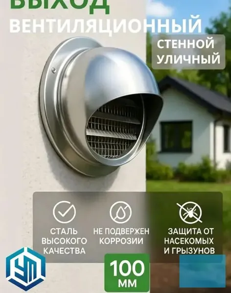 Выход стенной уличный Клапан вентиляционный 100 мм