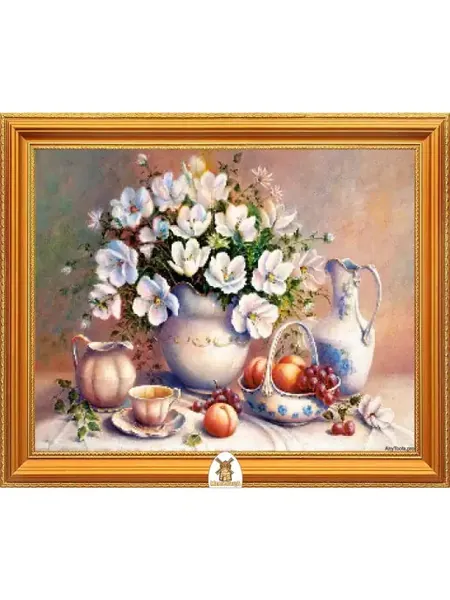 Алмазная мозаика 40х50 см. Цветы с кувшином и фруктами