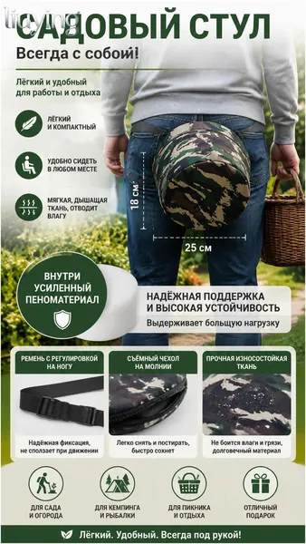 Садовый стул, ABS пластик, 25х25х18 см, 1 шт