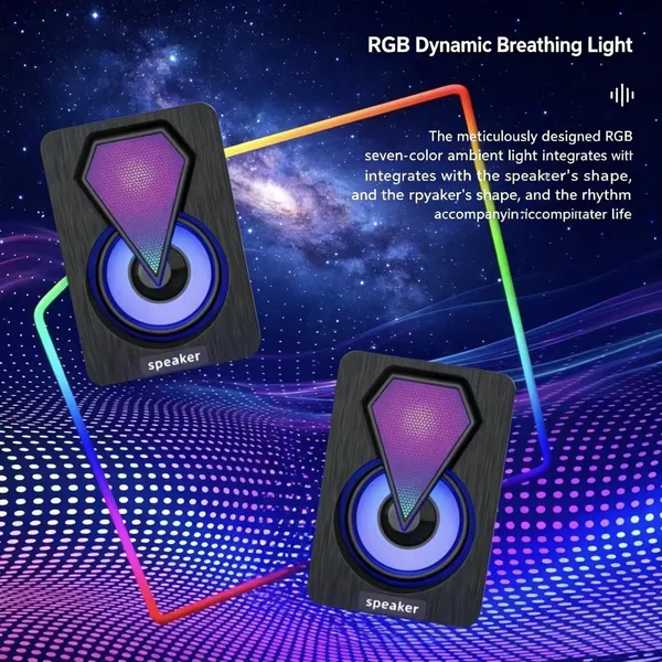 Проводная компьютерная RGB-светящаяся акустика E1046 с двумя динамиками, которая точно не разочарует вас настольная акустика для ноутбуков и стационарных ПК, сабвуфер, аудиосистема для ноутбуков