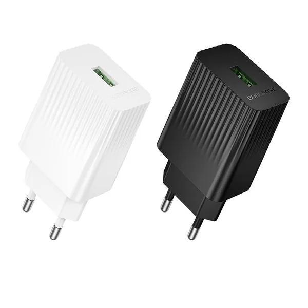 Сетевое зарядное устройство BOROFONE BAS72A, 1USB быстрая зарядка(QC 3.0), цвет черный