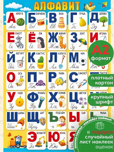 Учебный плакат Русский алфавит для детей и школы