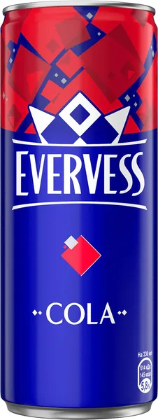 Напиток безалкогольный EVERVESS Кола сильногазированный железная банка, 0.33L