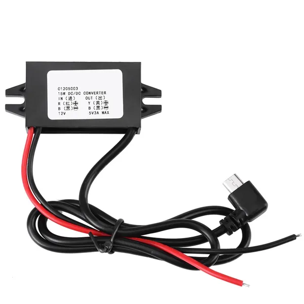 DC-DC преобразователь 12В в 5В 3А, понижающий стабилизатор напряжения с Micro USB, для автомобиля и смартфона, защита от перегрузки