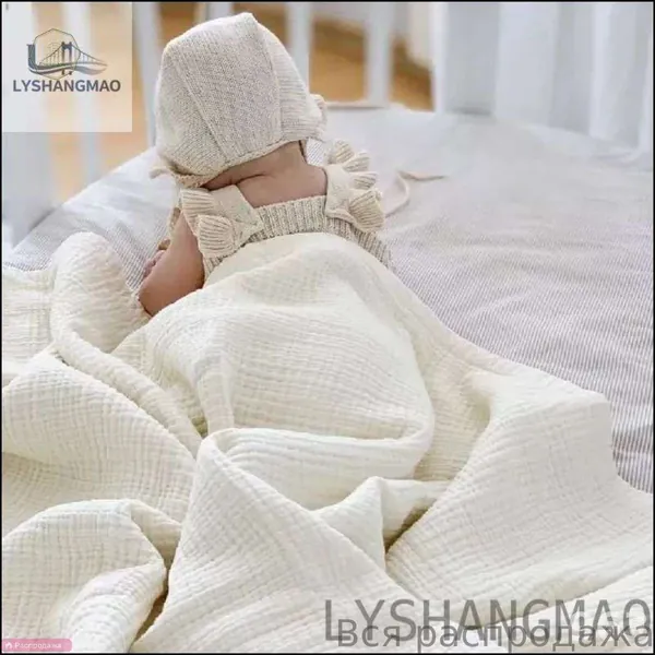 Плед 110x110 см хлопок двусторонний однотонный бежевый