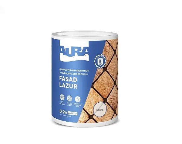Декоративно-защитная лазурь для древесины "Aura Fasad Lazur" венге 0,9л