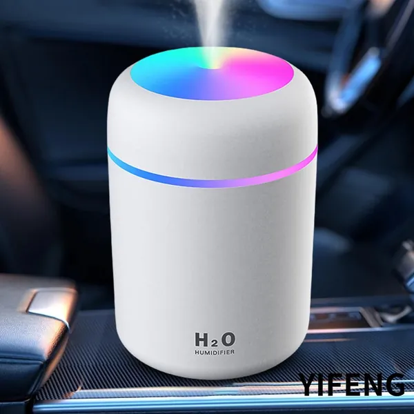 milochic Увлажнитель воздуха Автомобильный увлажнитель воздуха colorful, резервуар для воды объемом 300 мл, два режима распыления, USB-источник питания, простая установка, компактный и легкий вес, белый