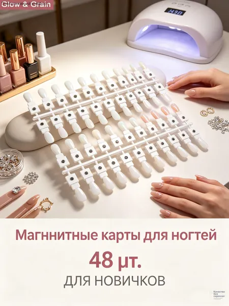Прозрачная магнитная палитра для ногтей из пластика, набор из 48 образцов для практики и дизайна