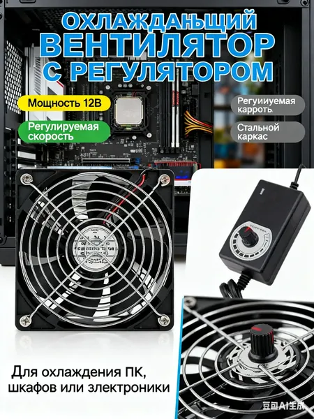 GEALFIS Вентилятор 120 120 мм с плавной регулировкой оборотов, бесшумный, гидродинамический подшипник, PWM управление, для ПК и серверов, 1 шт
