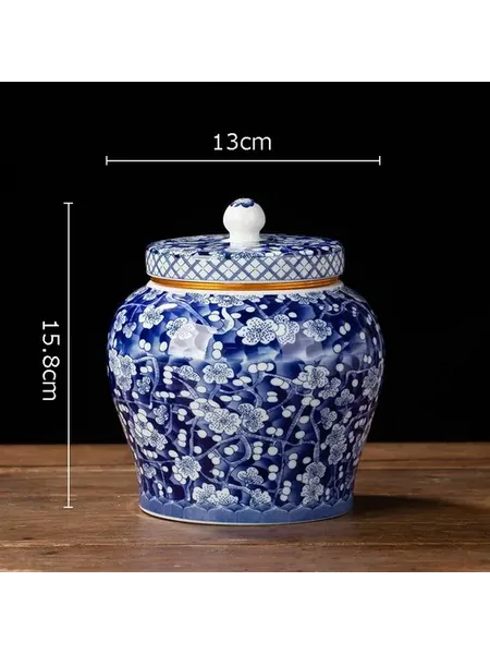 Синяя керамическая канистра для чая 13x15.8 см, G(1000ml)