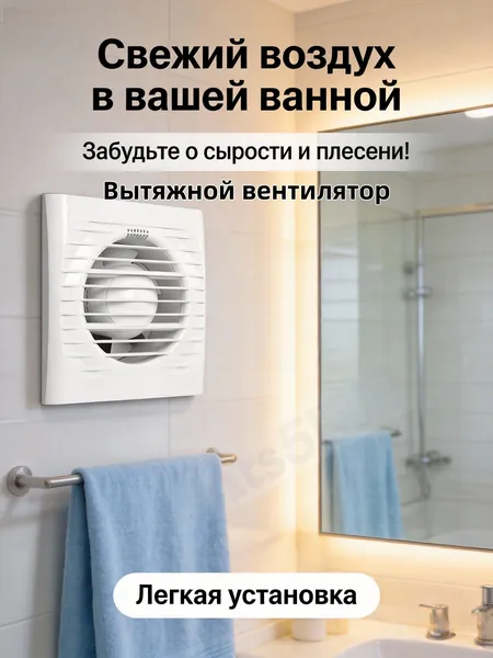 Вытяжной вентилятор 100 мм бесшумный для ванной и туалета: эффективная вентиляция с монтажом без сверления в окно или стену