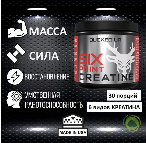 BUCKED UP, Six Point, PREMIUM Креатин 6-ти компонентный, 173 г (30 порций)