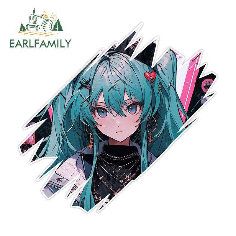 EARLFAMILY Hatsune Miku Anime Tear Автомобильная наклейка Adorable Personality Trendy Оборотка автомобиля 13 см
