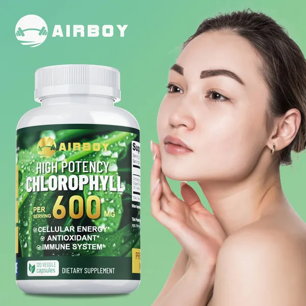 Капсулы Airboy с высокой концентрацией хлорофилла используются для обеспечения клеточной энергии, поддержки иммунной системы, действуют как антиоксиданты и помогают устранить неприятный запах тела.