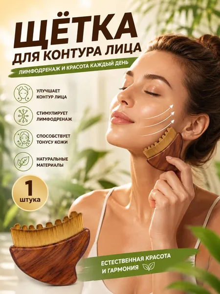 1шт кисть для контурирования лица с коричневой щетиной размером 8 см * 7 см, предназначенная для лимфодренажа и коррекции формы лица, уменьшения отечности и подчеркивания линии подбородка