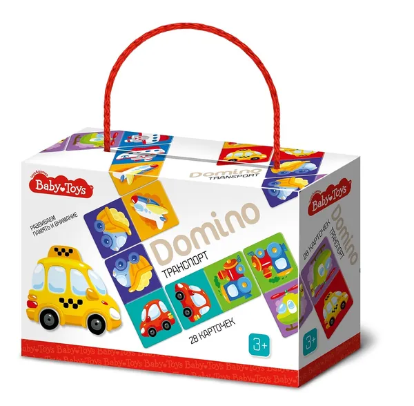 Домино серия Baby Toys Транспорт, 28 карточек Десятое Королевство 04048ДК