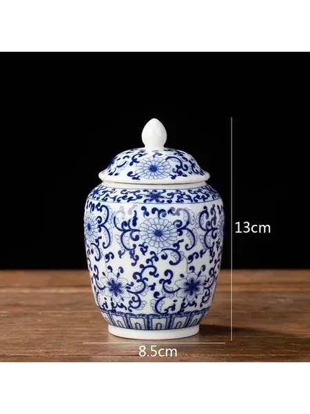 Сине-белая керамическая чайная канистра I(350ml)