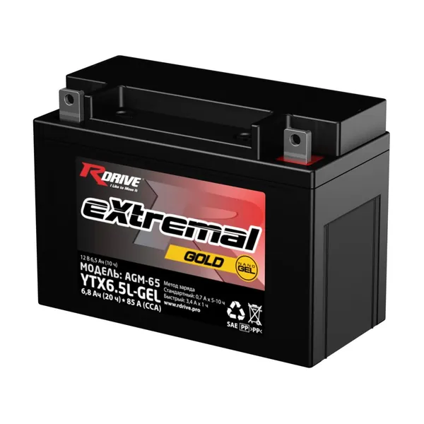 Аккумулятор RDrive Gold YTX6.5L-Gel