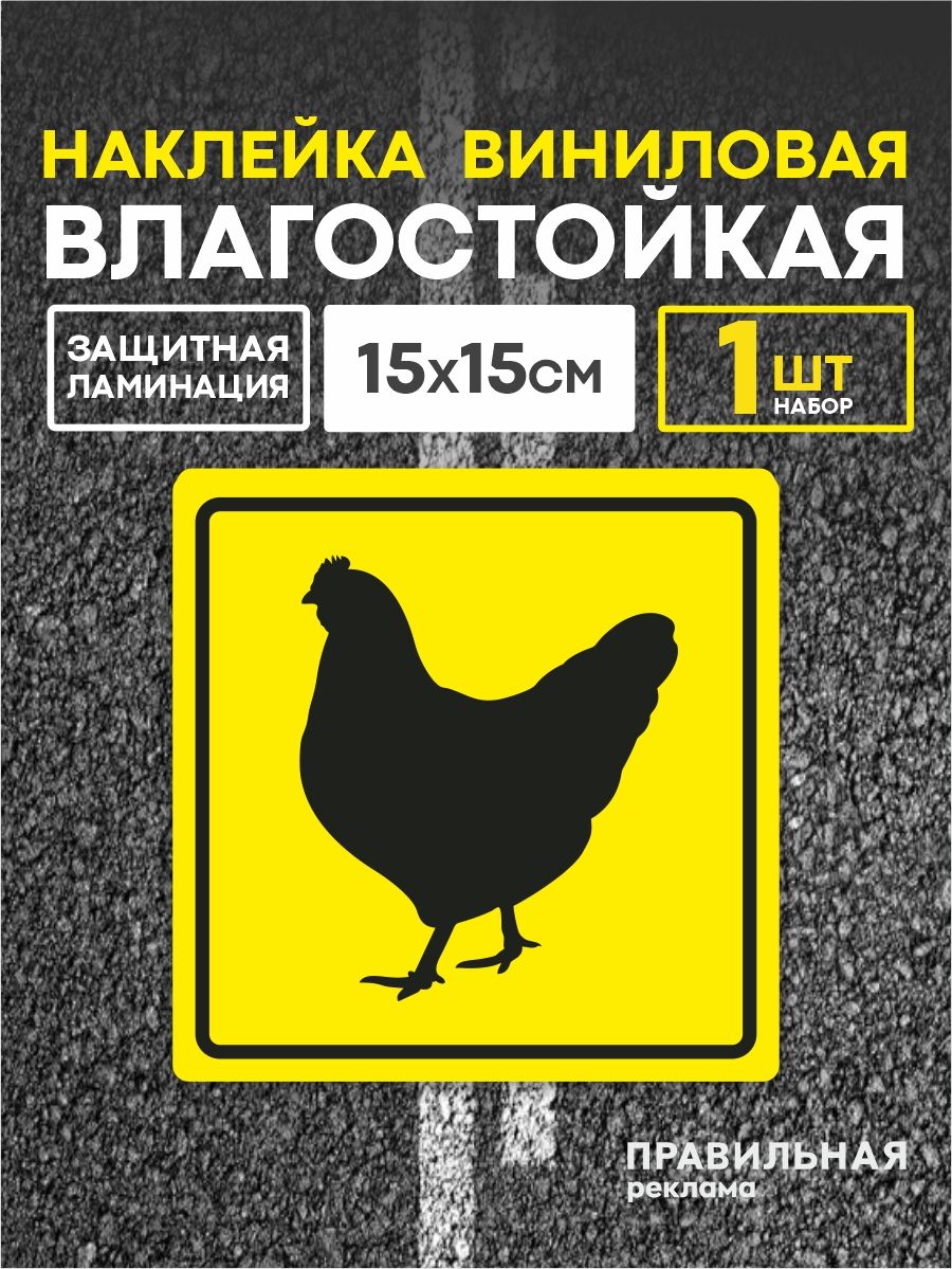 Наклейка на автомобиль "Курочка за рулем" / знак начинающий водитель 15х15 см. наружная. Правильная реклама