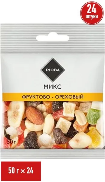 Фруктово-ореховая смесь Rioba 50 г, набор: 24 штуки