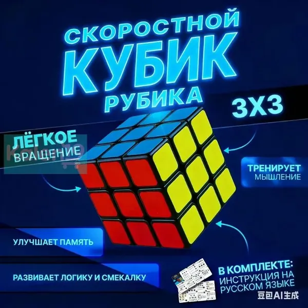 Кубик рубика скоростной 3х3. Классическая игра головоломка для начинающих и профессионального спидкубинга. Умная развивающая игрушка для детей и взрослых. Детский подарок для мальчика и девочки.