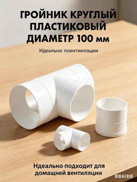 Пластиковый тройник, вентиляционный, раздвоенный, Т-образный тройник из АБС-пластика, 100 мм*1 штука