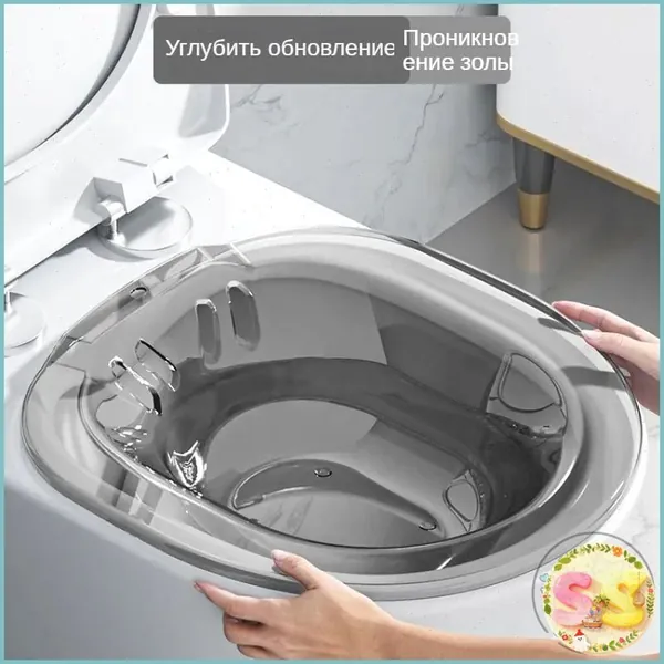 Ванночка сидячая, Биде для подмывания, Накладка на унитаз, послеродовая, послеоперационная , без помпы Серый с крючком