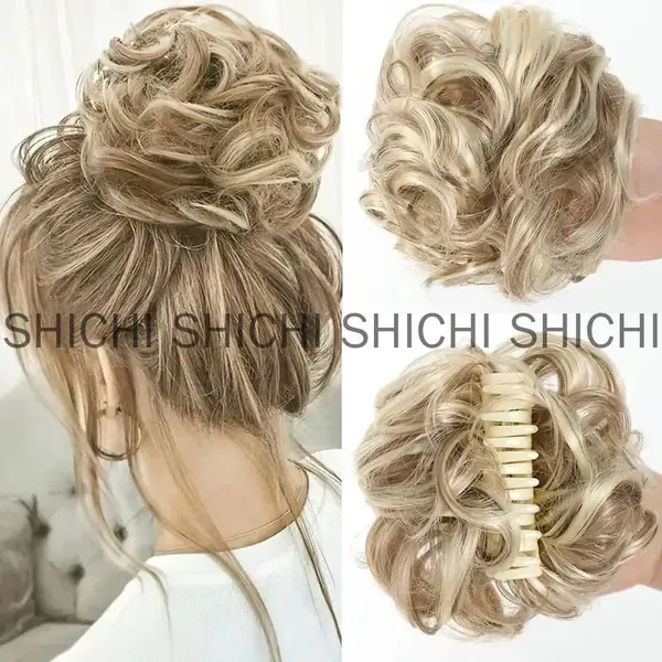 вьющиеся кусочки волос в стиле шиньон 15cm парик