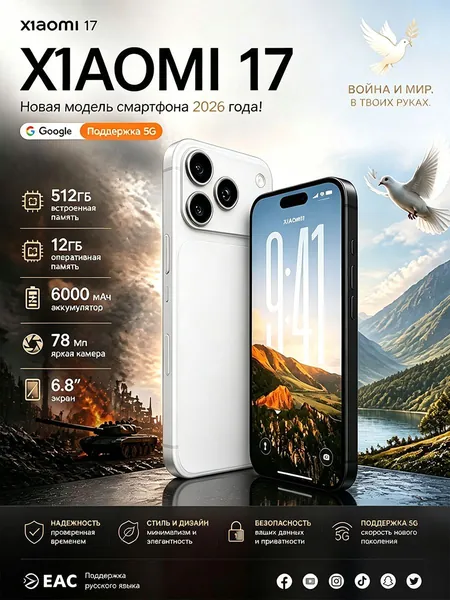 Смартфон Смартфон i17 Pro Max Global 12+512 ГБ, Android 10, большой объем памяти, HD-дисплей, смартфон для пожилых и детей, черный Global CN 12/512 ГБ, Nano-SIM CN 12/512 ГБ, Nano-SIM, светло-желтый