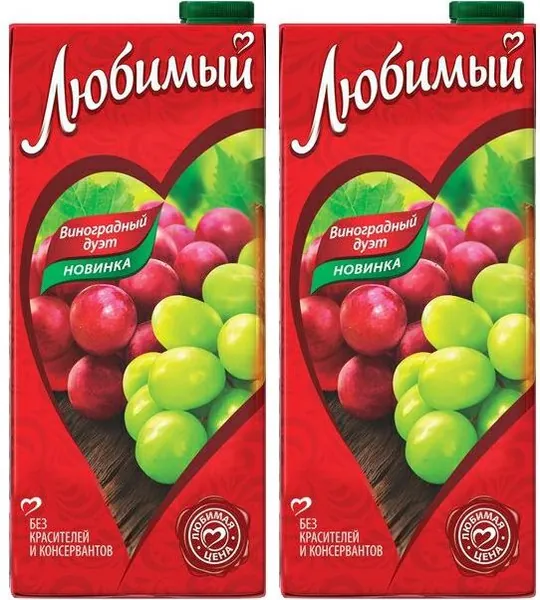 Напиток сокосодержащий Любимый виноградный дуэт, комплект: 2 упаковки по 950 мл