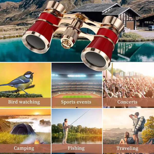 Винтажные оперные бинокли 3х25 из алюминиевого сплава с цепочкой и сумкой для наблюдения на открытом воздухе