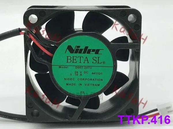 Вентилятор Охлаждения Nidec BETA SL D06T-24TU 24V DC 0.10A 6cm 6025 2PIN 60 60 25мм 60MM Новый Оригинал Вентилятор