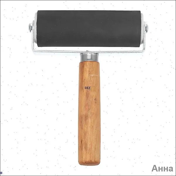 Резиновый Валик Для Печати, Черный, Деревянная Ручка, 1 Шт