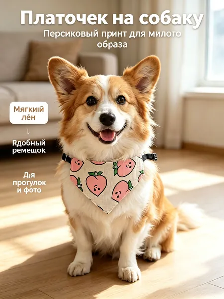 Льняное полотенце для домашних животных со слюной, регулируемое по длине 25-36 см, с 6 видами привлекательных принтов, подходит для домашних животных маленького и среднего размера.