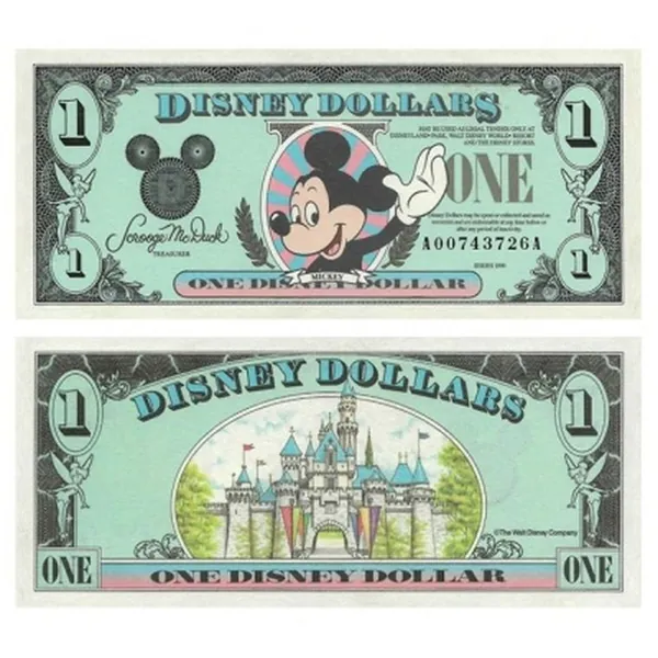 1 доллар Disney World Mickey Dollar 1990, копия