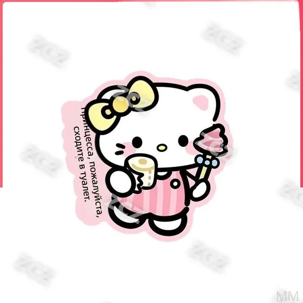Наклейка-освежитель для туалета среднего размера с рисунком Hello Kitty Принцесса в туалете