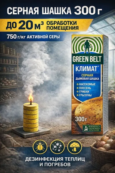 Серная дымовая шашка Green Belt Климат 300 г 1 шт для теплицы и погреба